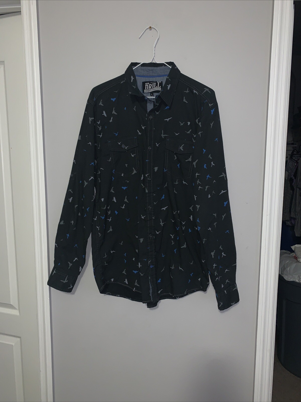 Drill Clothing Co Men's Button Up Shirt Long Sleeve SZ L eBay