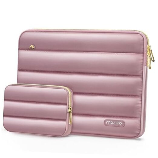 13.3 インチ ローズゴールド 用 シャイニーパフィーラップトップスリーブ 13-14 インチ キャリングケース