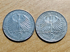 2x 2 DM BRD M&uuml;nze Max Planck (Ber&uuml;hmte Pers&ouml;nlichkeit) 1957 & 1958