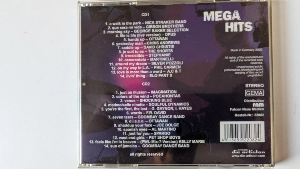 2CD MEGA HITS - Gibson Brothers, Pet Shop Boys, F.R. David u.v.a. D 2005 fnm 1a - Bild 2 von 4