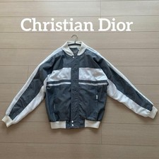 Vintage Christian Dior 80s Color Block Blouson Jacket Gray White Size M