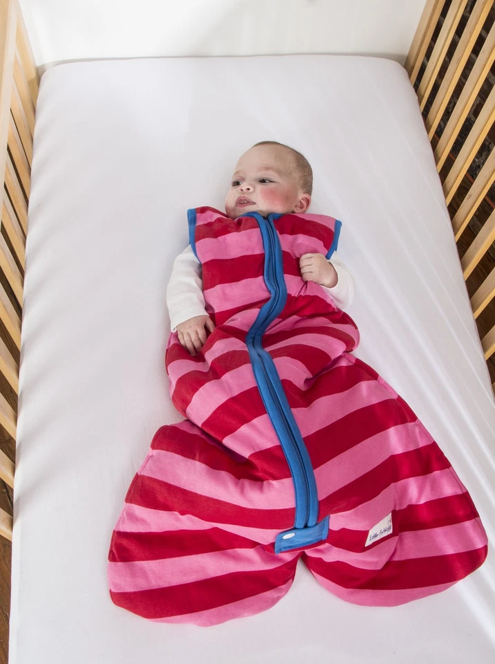 Saco de Dormir Bebé Algodón Orgánico 1.0 Tog Rayas Rojo | Rosa Pequeño Foto 2 de 3