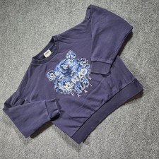 KENZO Kids Boys Sweatshirt Size 14A Navy Blue Tiger Embroidered Logo Pullover