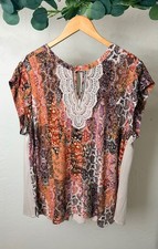 Daniel Rainn Crochet Lace Paisley Boho Blouse...