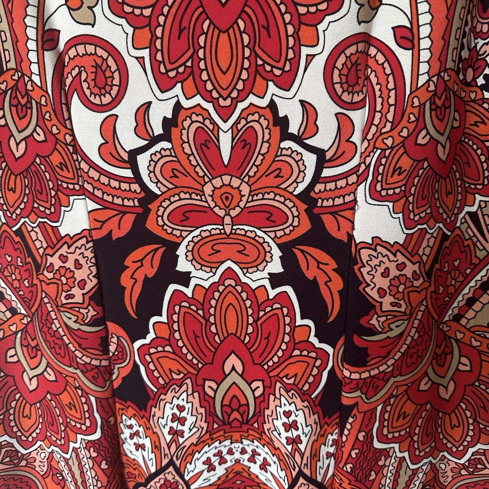 VETEMENTS Abito donna firmato Camryn taglia 6 rosso paisley tubino orlo a contrasto