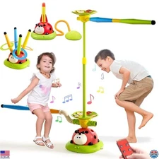 Powza 5-in-1 Musical Jump Toys - Toss Ring Game & Stomp Rocket for Kids 4-13!