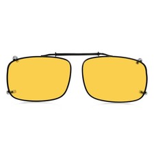 Polarized Yellow Lens Clip On Sunglasses With Spring Draw Bar Large Night Dri...