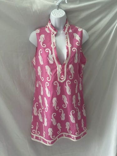 Malabar Bay Damen rosa Etuikleid mit weißen Seepferdchen & Besatz, Größe M - Bild 6 von 7