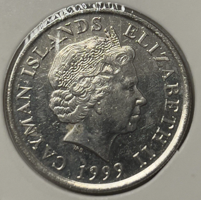 1999 Cayman Islands 25 Cents – KM#134 – Schooner 'Kirk B