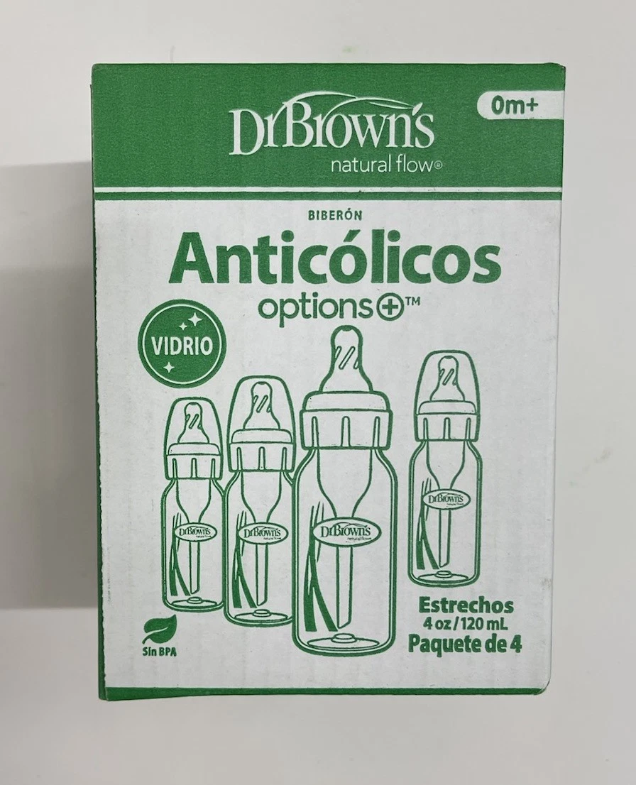 Dr Brown’s Anti-Colic Glass Baby Bottles Narrow 4oz 120ml 4 Pack