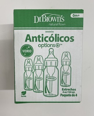 Dr Brown s Anti-Colic Glass Baby Bottles Narrow 4oz 120ml 4 Pack