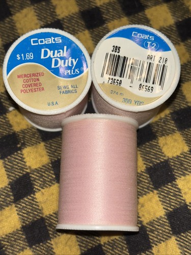 3 Lot New J&P Coats Dual Duty Thread #385 Pink Champagne All Fabrics 300 Yd Ea - Picture 1 of 4
