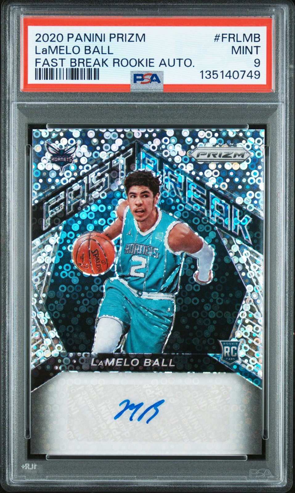2020 Prizm Fast Break Rookie Auto #FRLMB Lamelo Ball PSA 9