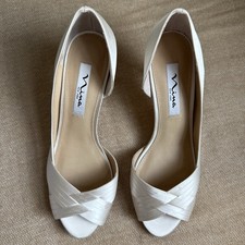 Nina Contesa Womens Open Toe Pump Ivory Crystal Satin Size 8 M