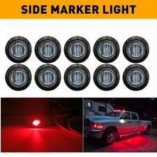 Red 10X 3/4" Side Marker Lights LED Truck Trailer Round Side Bullet Light USA