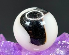 Vintage Peltier Glass ZEBRA Peerless Patch Marble AVENTURINE LOADED - .65" MINT-