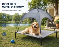 Elevated Pet Bed with Canopy Breathable Raised Dog Cot Hammock for Garden & Home