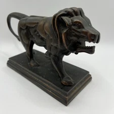 Heavy Cast-Iron Lion Nutcracker Detailed Bronze Finished With Base Patina