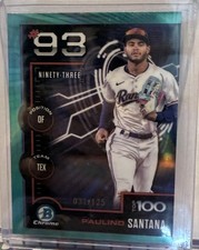 2025 Bowman Scouts Top 100 Chrome Paulino Santana #BTP-93 Aqua Refractor /125 