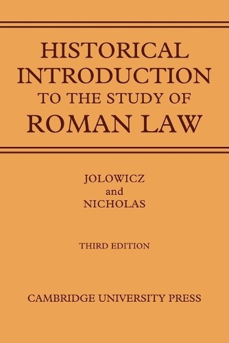 A Historical Introduction to the Study of Roman Law by H. F. ... - 9780521088756