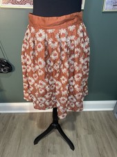 100 Percent Cotton Skirt With Floral Embroidery Boho Women  s Size 8