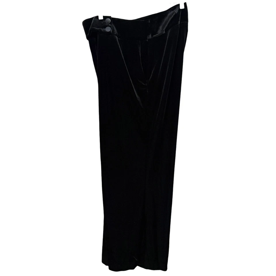 CALVIN KLEIN черный бархат брюки плюс размер 18 Вт женщин эластичной широкие ноги вечеринки новый без ЯРЛЫКОВ - Изображение 2 из 4