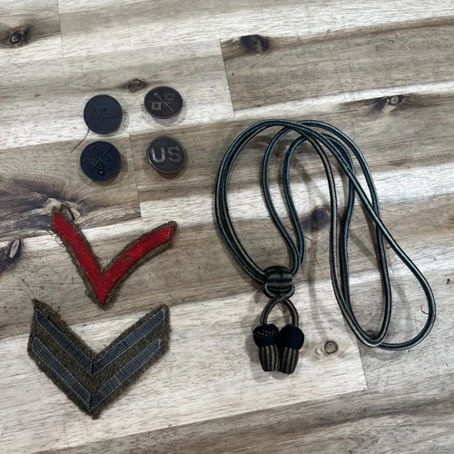 WW1 Hat Cord Collar Discs Patches Vintage Antique US Army Military