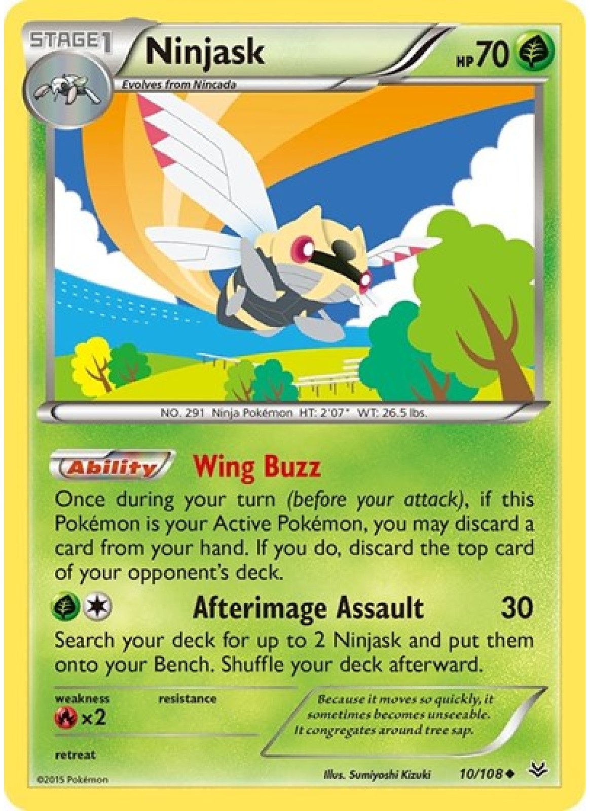 Ninjask (Reverse Holofoil) 10/108 Pokemon NM - Roaring Skies