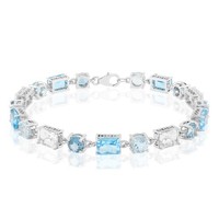 Cavill Silberarmband 925 Sterlingsilber Rhodiniert Blau Weiss 14,90Ct