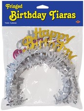 Pkgd Happy Birthday Tiaras w/Fringe - Beistle