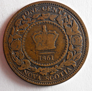 1861 CANADA (NOVA SCOTIA) CENT - UNCOMMON HIGH VALUE COIN - lot U10