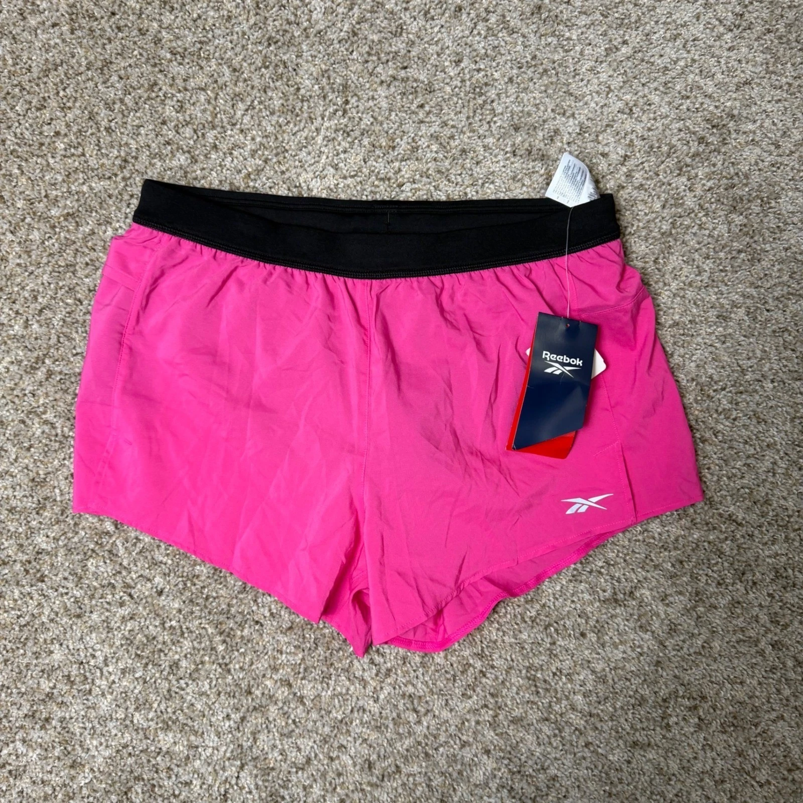 Reebok Speedwick Pink Running Shorts Womens Small NWT Black Waistband