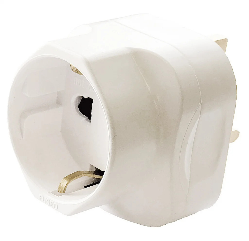 Mains Extension Leads Adaptors & Power Hub White Schuko To UK Adaptor Lyvia