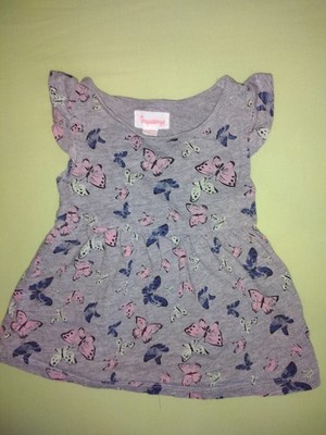 Impidimpi Kleid Kurzarm Grau Schmetterlinge 62/68