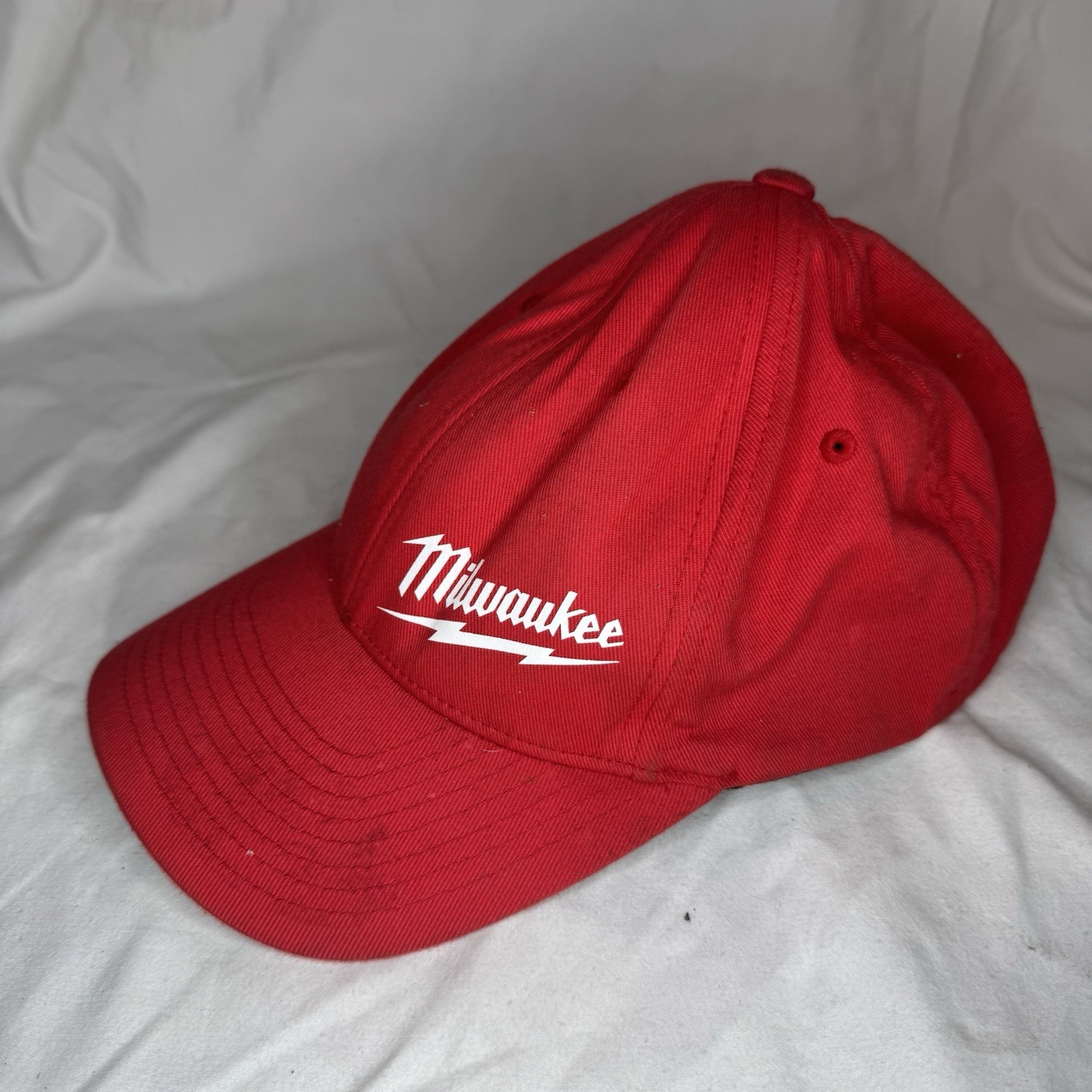 Milwaukee Tools Hat Cap Red Fitted Script Stretch… - image 1