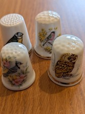 4 Lovely Collectable Bird species Thimbles, owl, blue tit etc Excellent Cond.