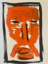 2007 Gouache Painting On Paper Series Masks Abstract Art Henry Noël Achoquer