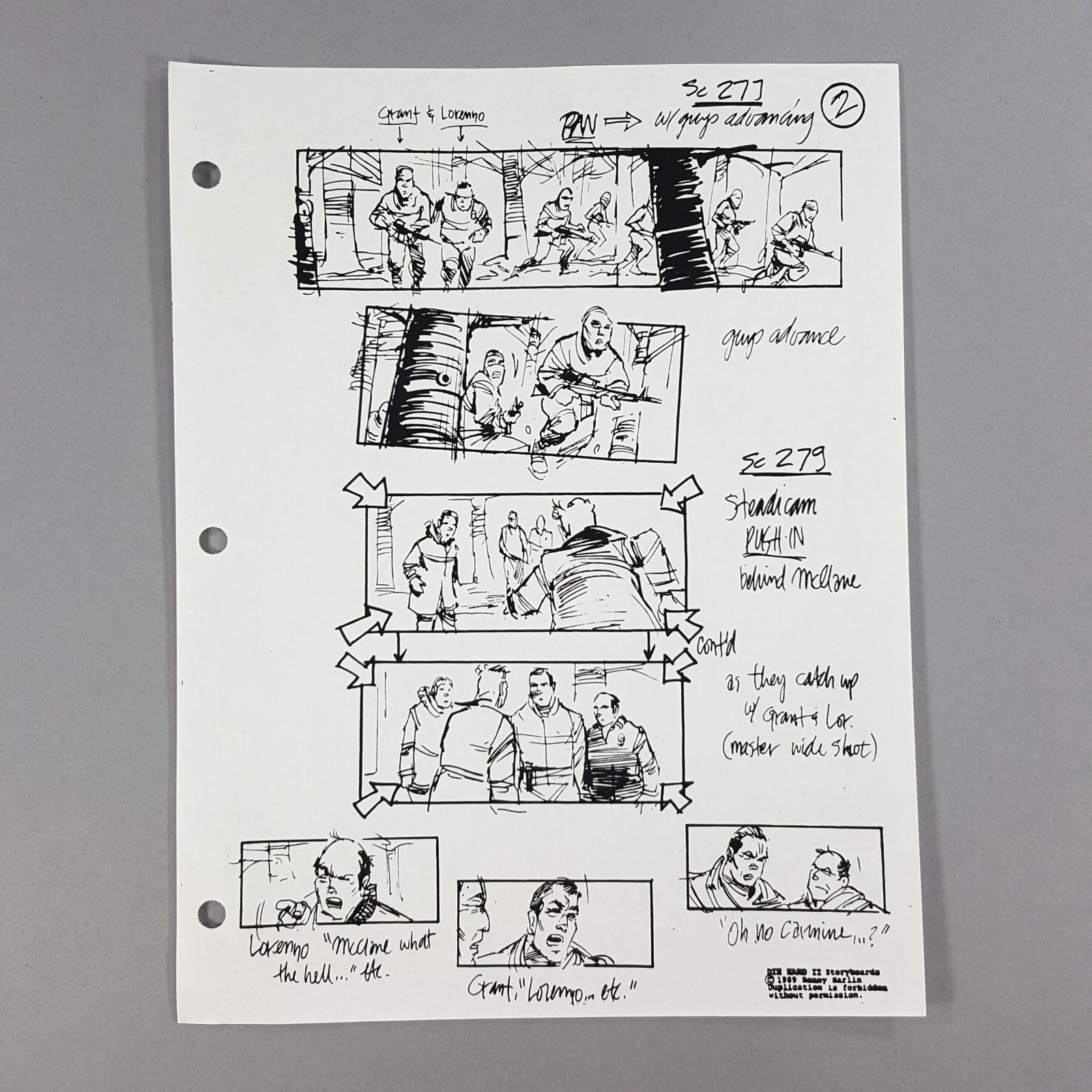 Image 2 of Die Hard 2 - Production Used Storyboard, Bruce Willis at Church Movie Prop 279