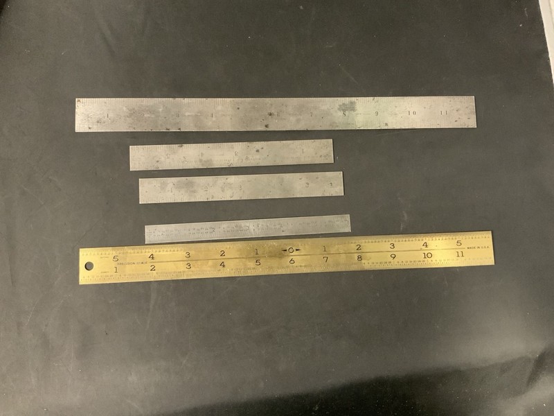 Lot Of 5 Rulers Starrett, And Others 3 Are 6” 2 Are 12” One Is Brass