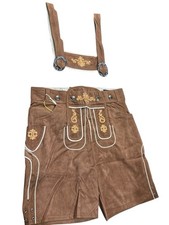 Adisno Oktoberfest Brown costume Herren Lederhosen Braun German Suit Pants 48