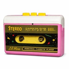 Lil Miss Stereo Cassette Player Pink Yellow Model 895 Tested Working RARE 