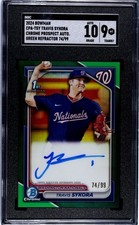 2024 BOWMAN CHROME GREEN AUTO REFRACTOR 74/99 TRAVIS SYKORA SGC 10/9 (RC) (AU)