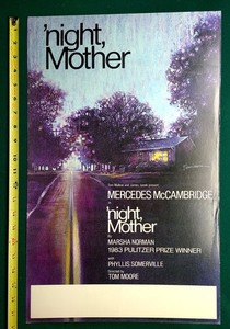 "'NIGHT, MOTHER" Window Card Poster 1983 Broadway 14"x22" Vintage Original 