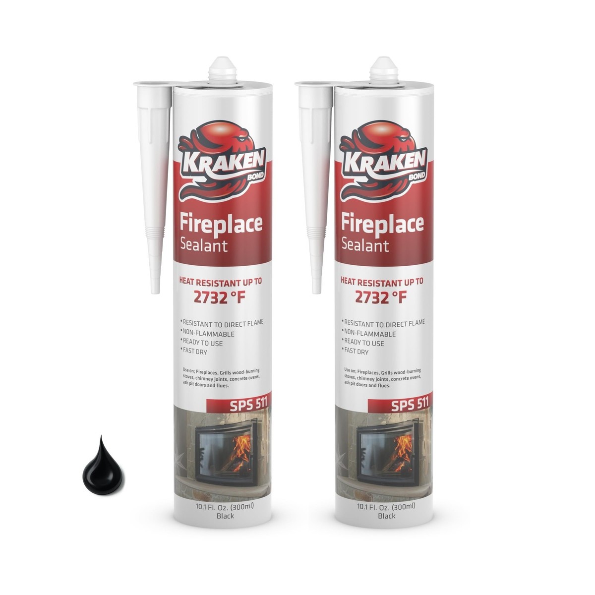 Kraken Bond High Temperature Black Fireplace Sealant 2732°F