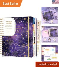Durable 2026 Planner: Weekly and Monthly Views with Gold Elastic Closure