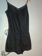 George Asda Black Animal Print Lace Trim Playsuit Romper Size UK 10 Sleepwear