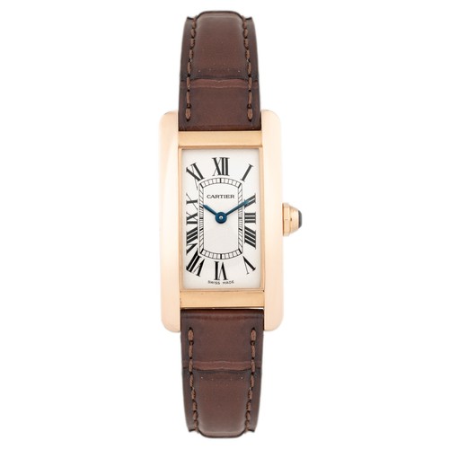 Cartier Tank Americaine Rose Gold Silver Dial 34.8X19mm W26074...