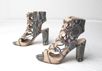 BCBGenerations Women's Fay Snake Print Heels TM8 Gray Size US: 7.5 EU: 37.5