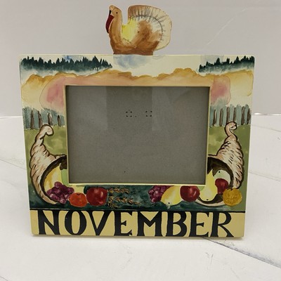 Vtg Exposures Hand Painted ''November'' Months of the Year 4X6 Picture Frame