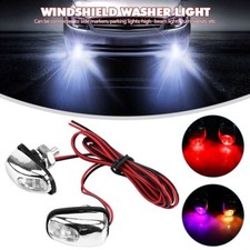 4pcs Car Led Light Auto Windshield Washer Lamp Wiper Jet Water Spray Nozzle